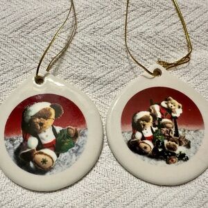 2 Boyds Bears Porcelain Teddy Bear Ornaments